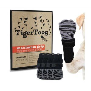 DOK TigerToes Premium Non-Slip Dog Socks for Hardwood Floors - Extra-Thick Grip